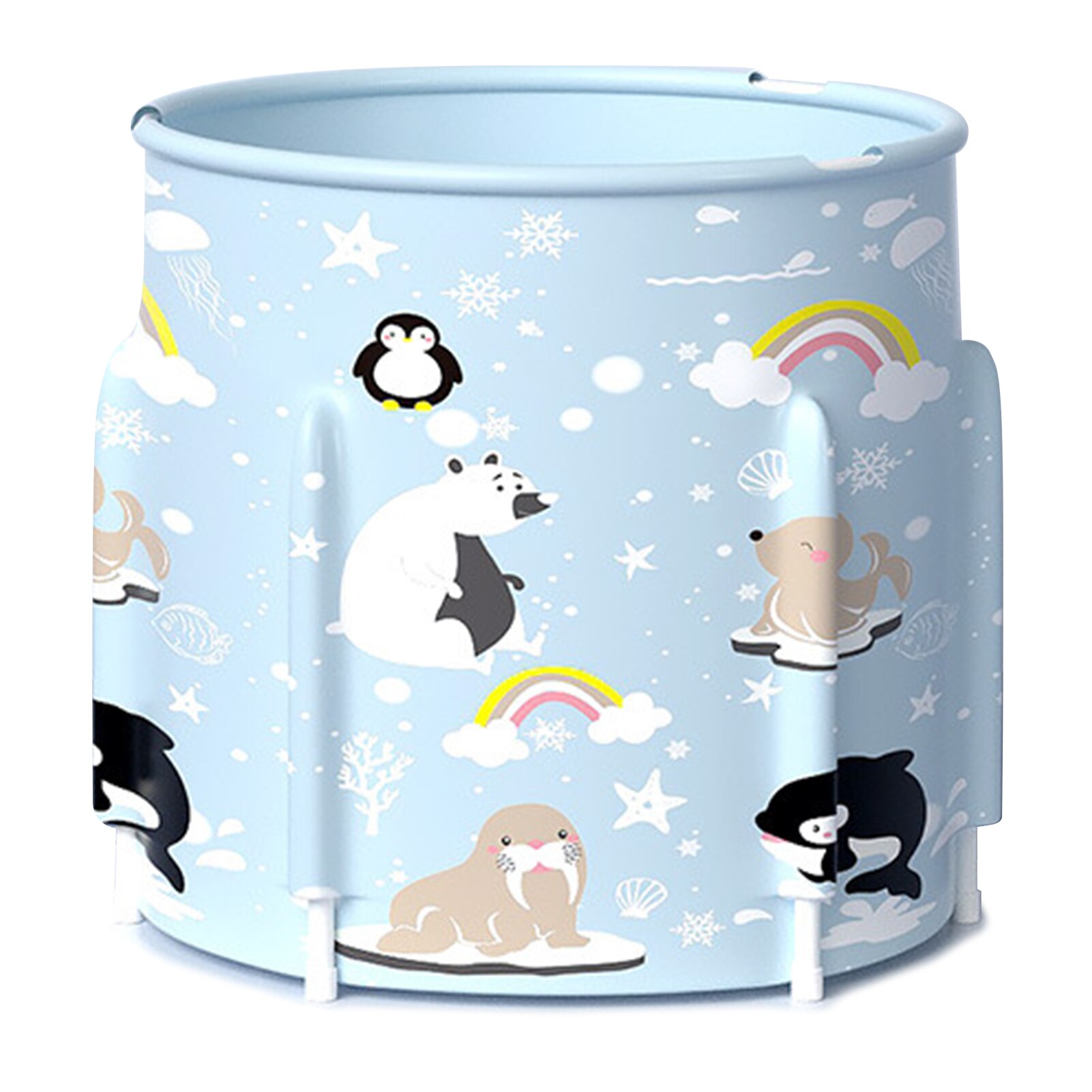 Standing Bath Tub 100L Portable Bathroom Bathtub Foldable SPA Tub PVC Moisture Resistance Heat Preservation Children Bath Bucket: Blue