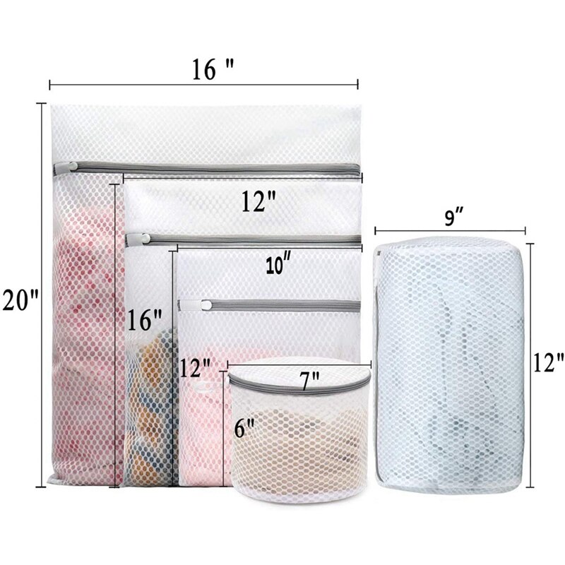 5Pcs Duurzaam Honingraat Mesh Waszakken Voor Fijne, Zware Netto Stof Herbruikbare Waszak, reizen Opbergtas