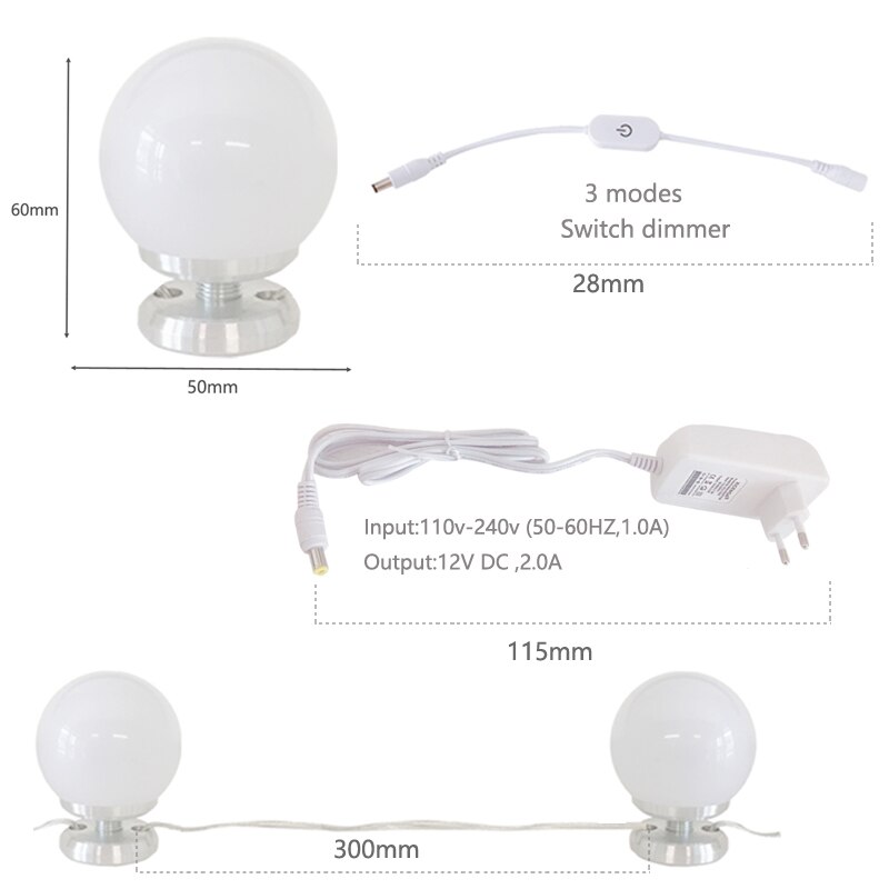 LED 12V Makeup Mirror Light Bulb Hollywood Vanity Lights Stepless Dimmable Wall Lamp 6 10 Bulbs Kit for Dressing Table