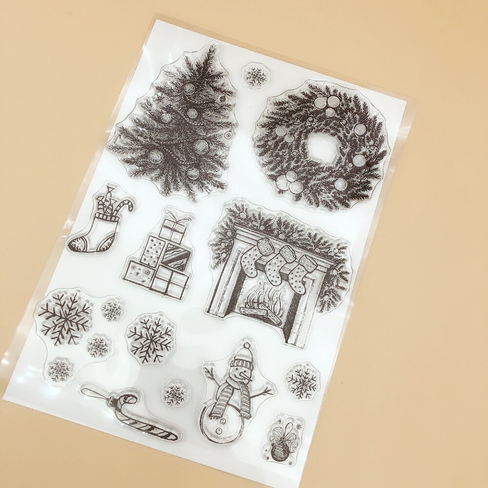 CLEAR STAMPS Christmas Wreath Tree Scrapbooking Handmade Card Album Paper Craft Rubber Transparent Silicon AlinaCraft
