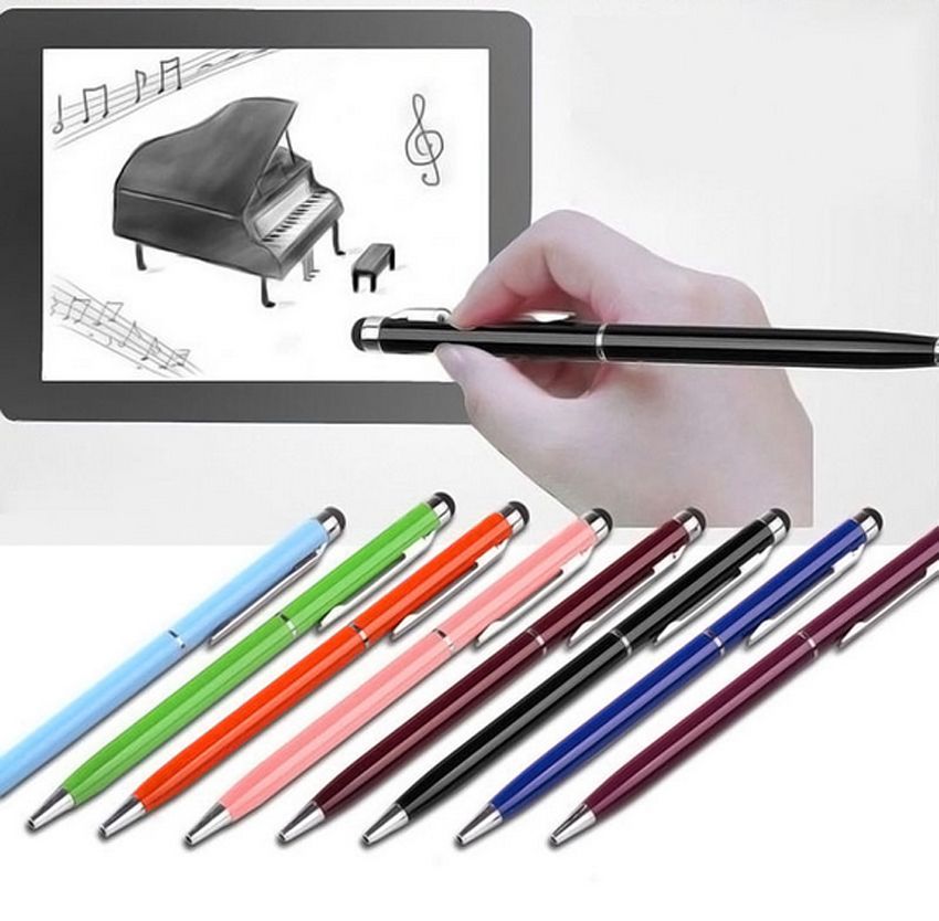 5 stks 2in1 Touch Screen Stylus Pen + Balpen voor iPad iPhone Tablet Smartphone radom kleuren