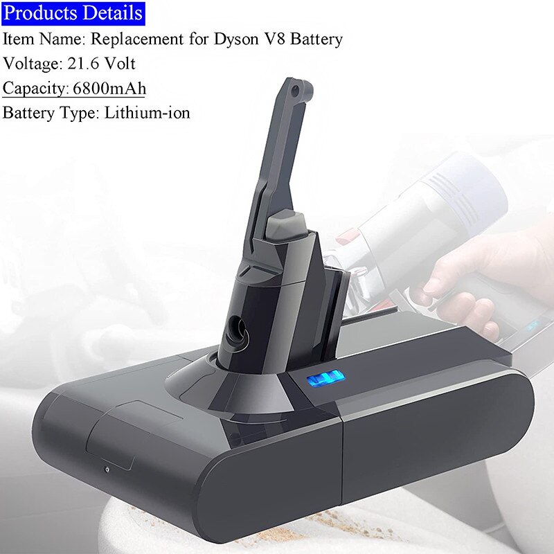 Dyson V8 6800mAh Replacement Battery Fit for V8 Animal V8 Absolute V8 Fluffy V8 Motorhead r Cord-Free Handheld Vacuum