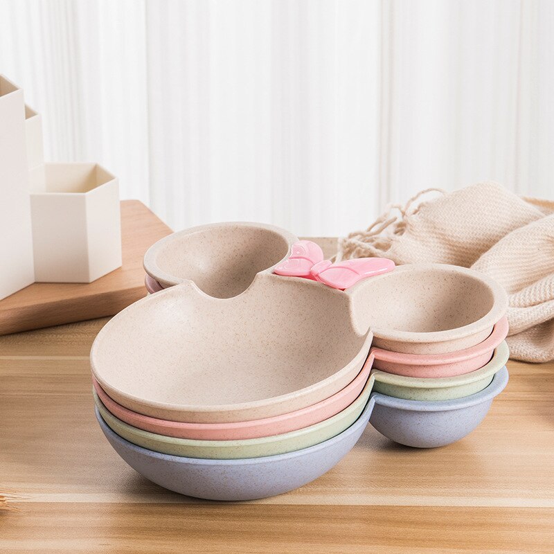 3 stk/sett baby tegneserie servise fat hvete bolle anti småroll barn middag mating mat tallerken barn trening bolle skje gaffel