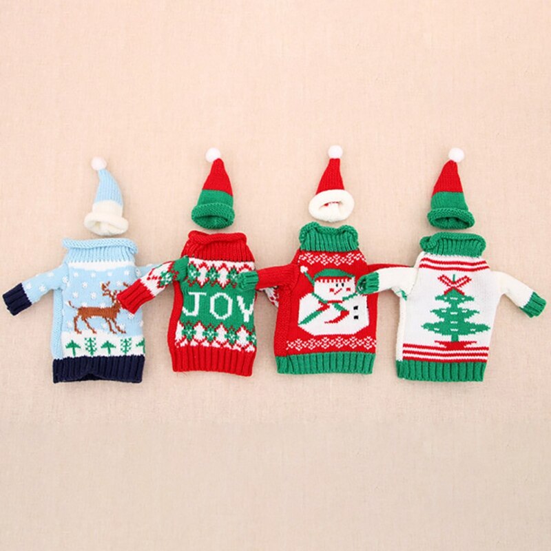 Świąteczny pokrowiec na butelkę wina sweter na butelkę wina pokrywa ozdoby na butelki świąteczne ozdoby