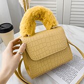 Unieke Tas Winter Vierkante Bag Pluche Handtas & Elegante Schoudertas Messenger Bag Breedte 20Cm Hoogte 16cm: Geel
