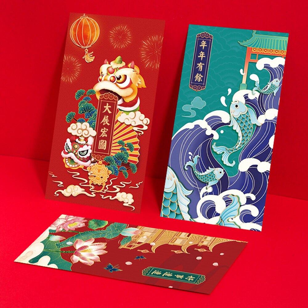 6 pezzi The National Tide Red buste 2022 stile cinese anno della tigre compleanno compleanno festa di primavera Hong Bao regalo fortunato