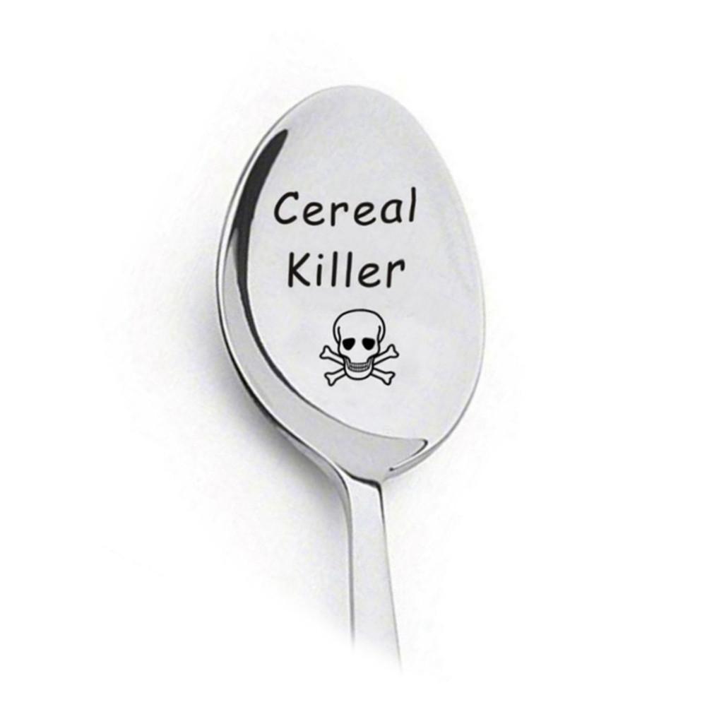 Cereal Killer Kitchen Tableware Coffee Spoon Stainless Steel Letter Engraving Spoons For Birthday Christmas Couple: BS1002
