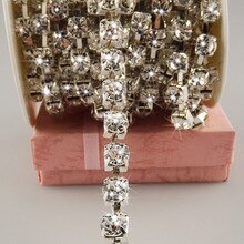 1 yard 8mm gnistre en klasse klare krystaller rhinestones perler bånd trim blonder til syning af brudekjole håndværk