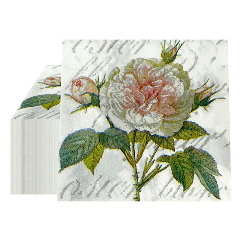 20 stk/pakke blomsterprintede decoupage papirservietter håndværk dekoration bryllupsfest 2- -lags firkantede middagsservietter: Rød