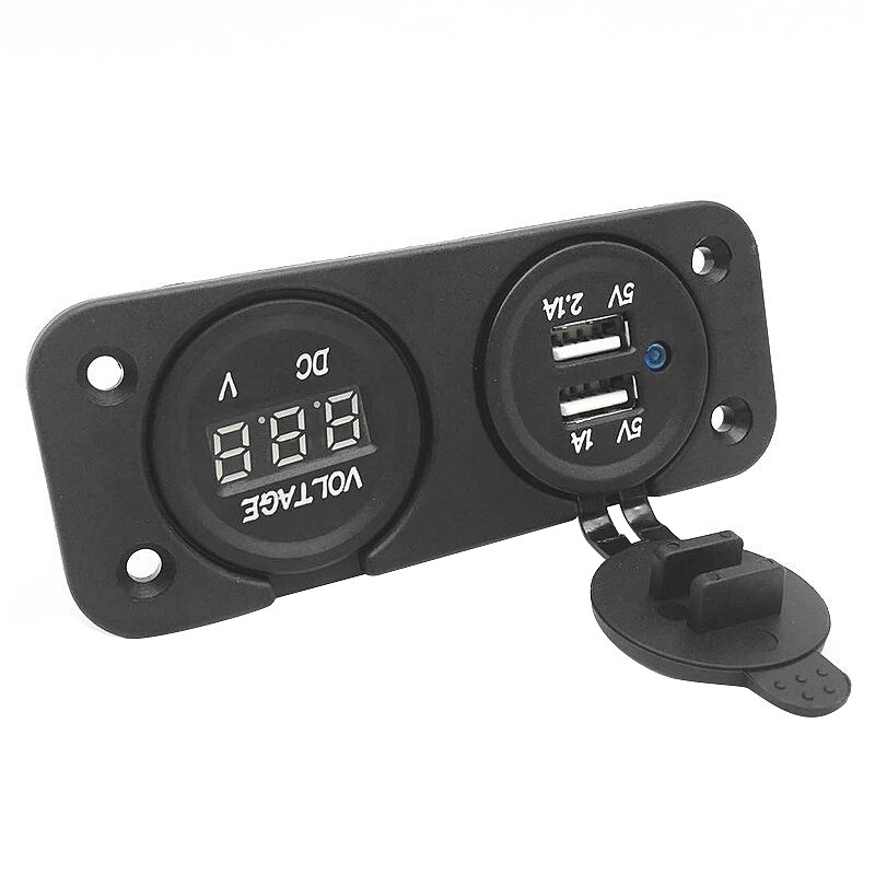12v/24v auton veneen kaksois-usb-laturin pistorasia jännite led volttimittari meripaneelin auton modifikaatio
