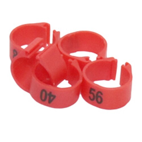 12Mm/14Mm Papegaai Voetring Papegaai Harnas Vogel Voeden Levert NO.1-100 Digitale Mark Ring 10 Kleuren Vogel harnas 100 Pcs: Rood / 12mm