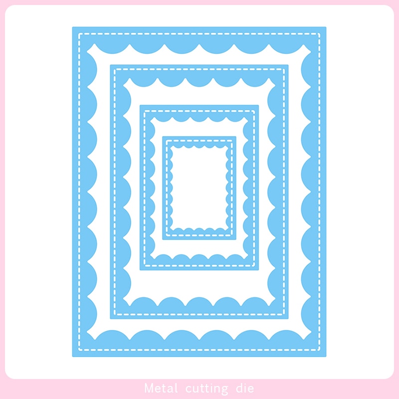 Rectangle scallop frame Metal Cutting Dies for DIY Scrapbooking Photo Album Decorative Embossing Paper Card Crafts Die Cut
