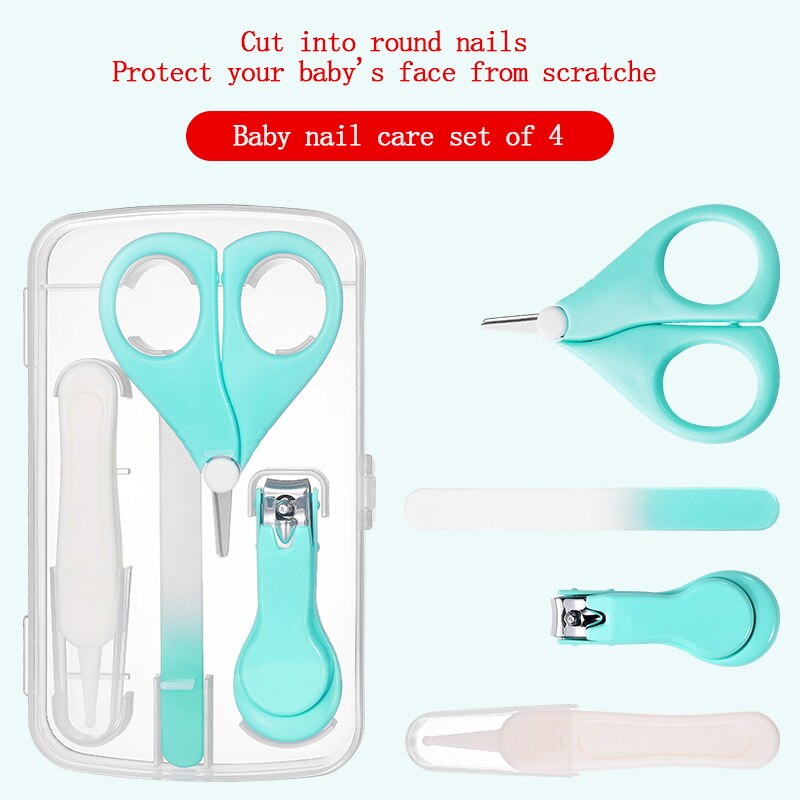 Nyfødt baby fire-delt sikkerhed manicure cutter søm trimmer saks (hjem og rejse brug) børns pleje sundhedssæt sæt