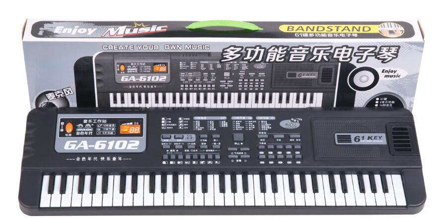 61 tangenter elektronisk klaver keyboard med mikrofon legetøj børn tidligt lærelegetøj musikinstrument pædagogisk orgel musik legetøj