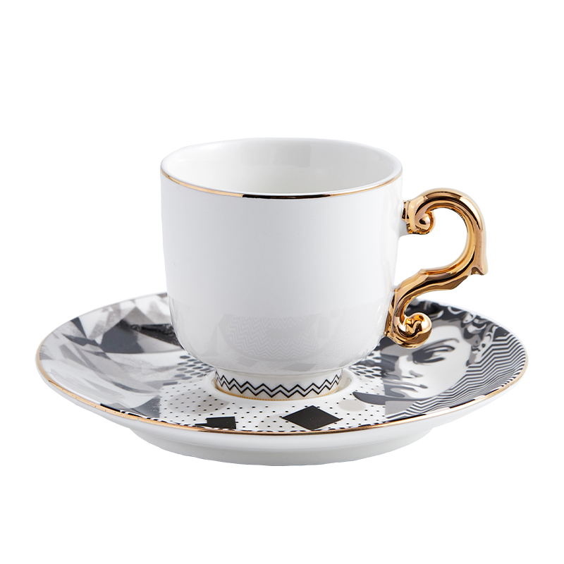 Turkish Style Luxury Ceramic Coffee Cup and Saucer Porcelain Coffee Set Tea Cup and Saucer Classic Drink: F