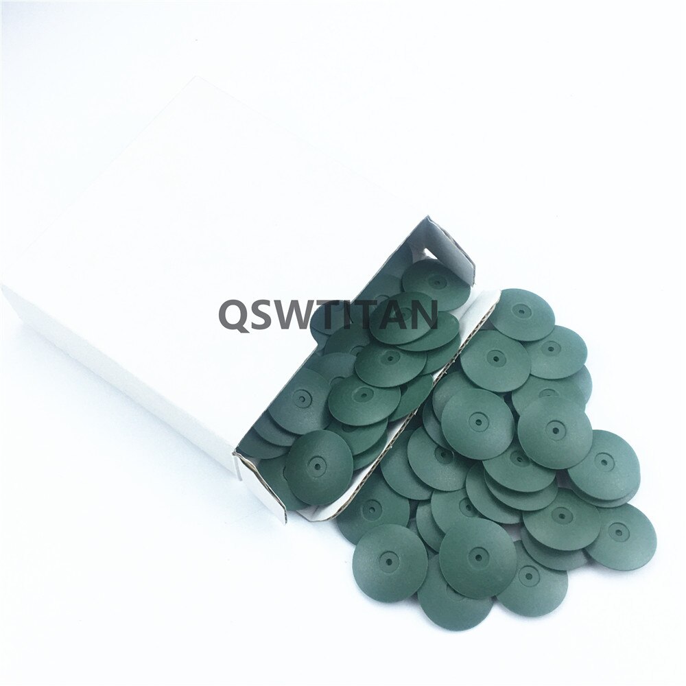 Roue de polissage en caoutchouc et silicone, assortiment de 100 pièces, particules de polissage, matériel de laboratoire dentaire, meulage en alliage métallique: 100pcs-green thin