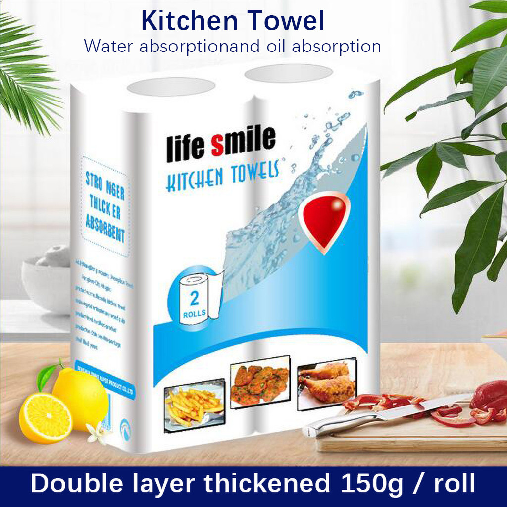 2 Rolls Kitchen Paper Towel Biodegradable Washable Cleaning Wipes Kitchen Padded Lazy Cleaning Rag Waterproof Towel Kitchen