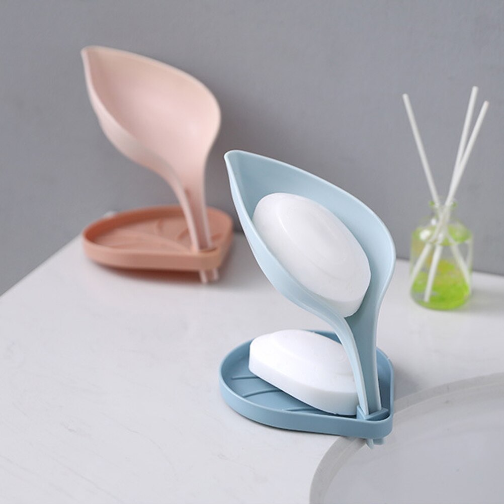 Sink Soap Drain Box Double Leaf-Shaped Soap Holder Free Punch Toilet Bathroom Multifunctional Soap Holder