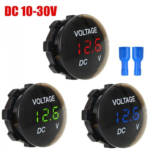 DC 12V-24V LED Digital Voltmeter Spannung Volt Anzeige Motorrad Auto Spannung Fahrzeug Detektor + 2Stck Endgeräte