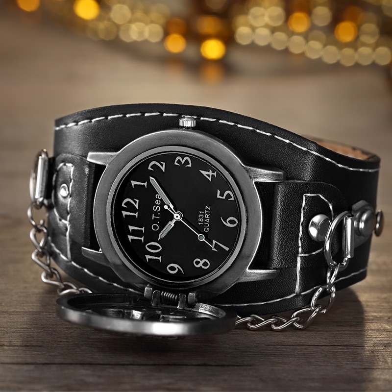 O. T. SEA Rose Skull cuarzo relojes estilo punk cuero de lujo reloj deportivo Relogio Masculino 1831-5