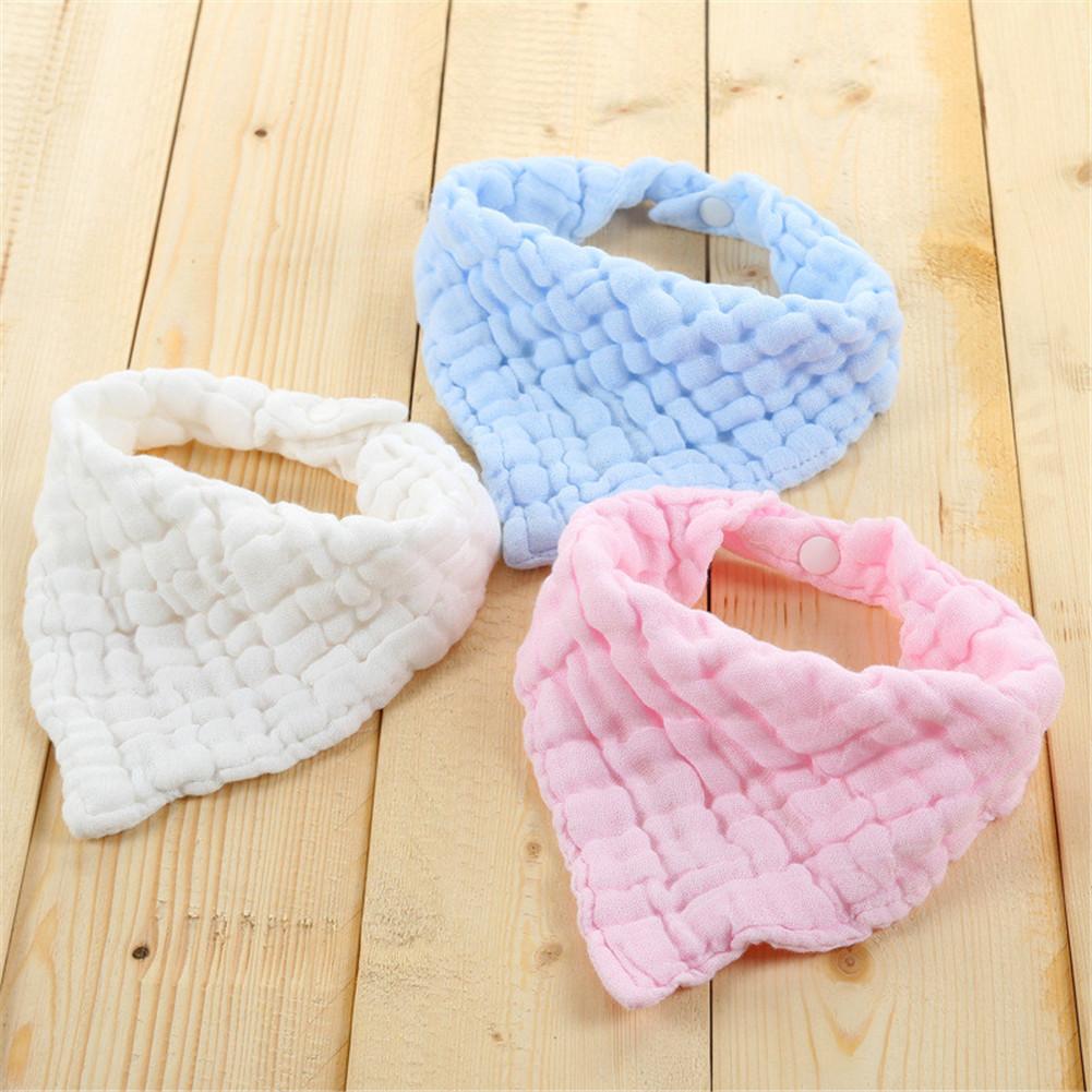 Unisex Prodotti Per Bambini Saliva Asciugamano bavaglini Sei Strati Di Pieghe Lavato Cotone di Colore Solido Triangolo Bavaglino