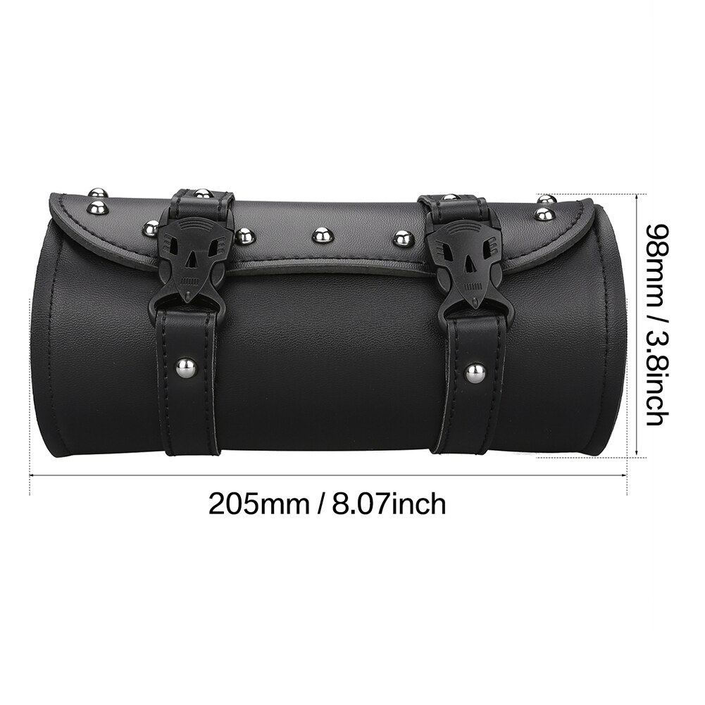 Universal Motorcycle Tank Bag Motorbike Tool Roll Saddle Bag PU Leather Motor Tail Bag with 2 Mounting Straps