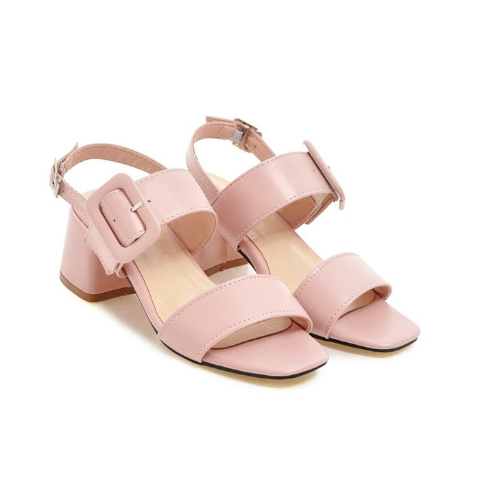 Meotina damesko sommersandaler spænde chunky højhælede festsko åben tå damesandaler blå pink plus størrelse 34-43: Lyserød / 9