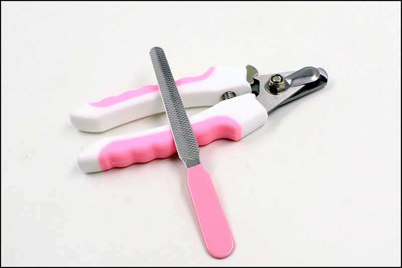 Dog Cat Pet Nail Safety Cutter Tool Claws Scissor Cut Product Stainless Steel Pet Dog Cat Nail Toe File Trimmer Clipper: Pink / 16cm