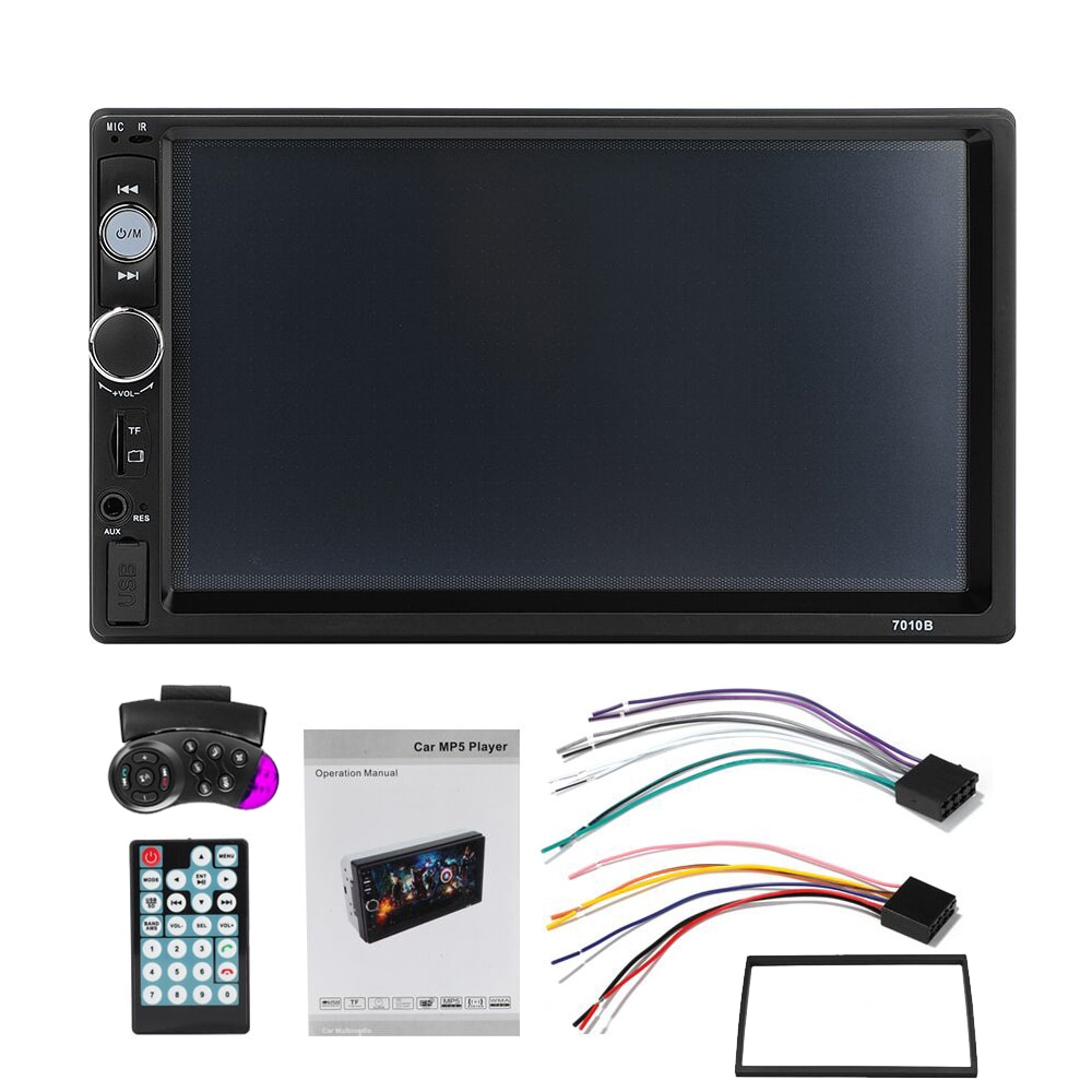 Radio para coche 7010B, 2 din, pantalla táctil LCD de 7 ", reproductor MP5, Bluetooth, Mirror Link, estéreo, FM, USB, TF, AUX con marco
