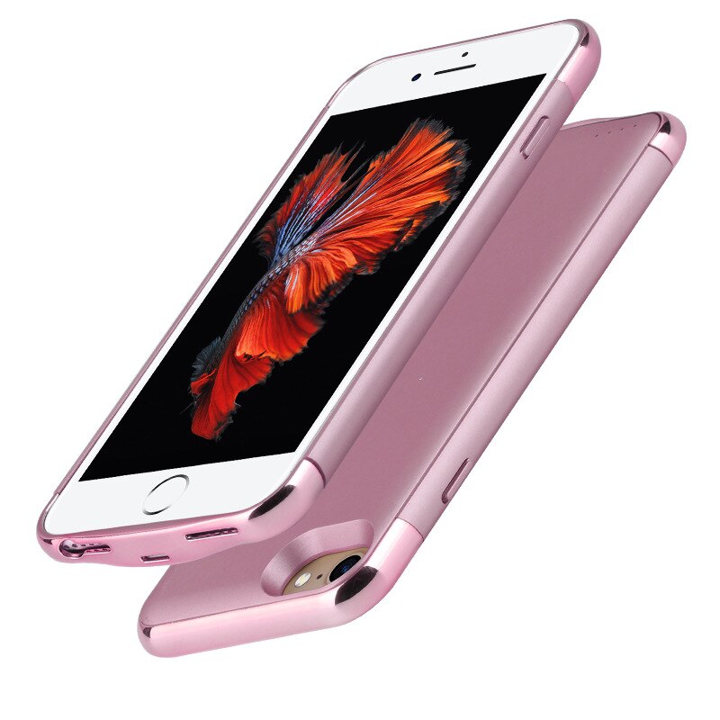 Stötsäker batteriladdare till iphone 2 6 6s 7 8 3500 mah extern laddare mobiltelefonskydd backup power bank laddningsväska: Rosa