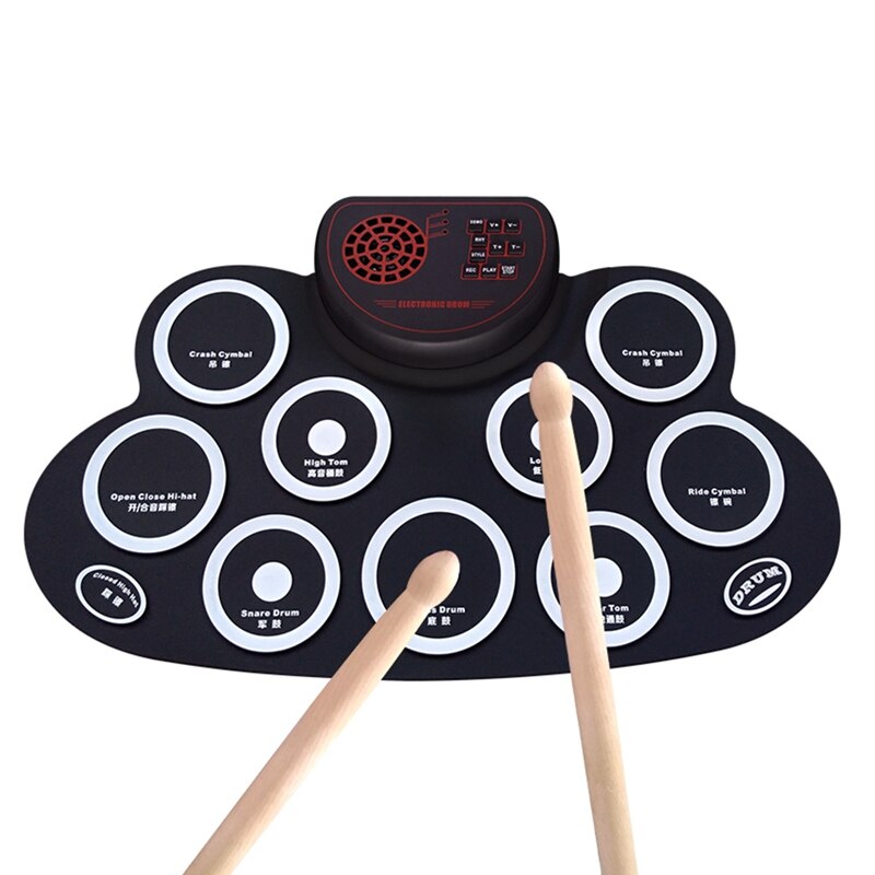 Electronic Drum Set - Practice Drum Pad Roll Up Potable Drum Kit with Headphone Jack Built-in Speaker Drum Sticks