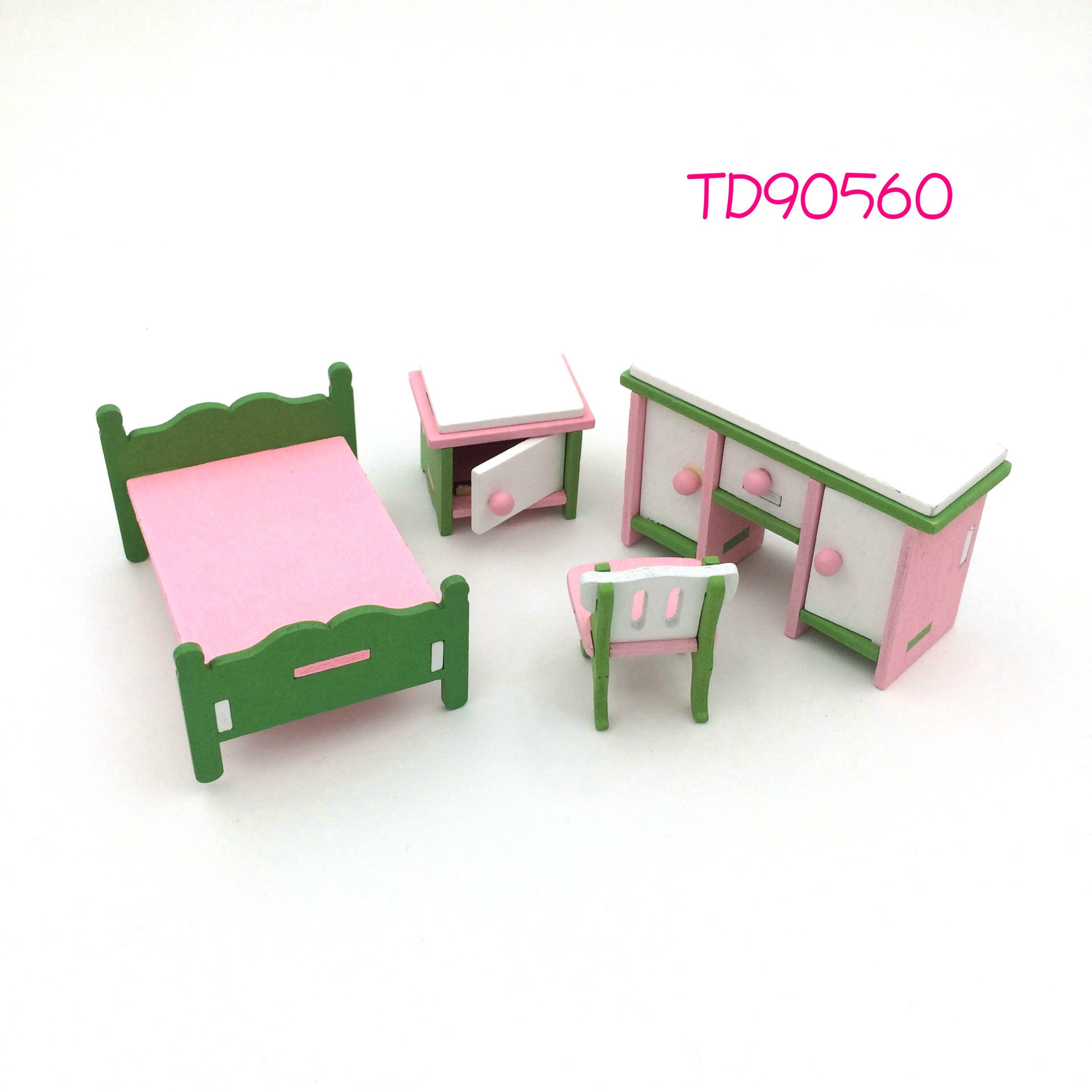 Wooden Simulation Miniature Furniture Bathroom Restaurant House Decoration Play Toys Wood Dollhouse Furniture Toys set For Kids: TD90560