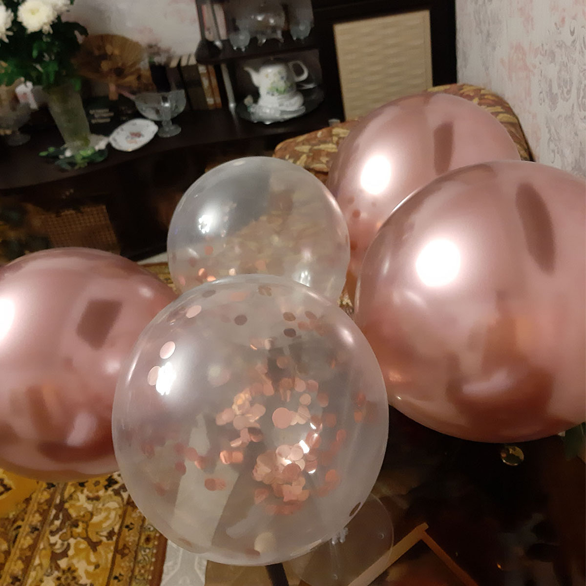 22pcs Rose Gold Heart Foil Balloons Metallic Confetti Latex Balloons Girl Woman Birthday Party Decoration Wedding Bridal Shower