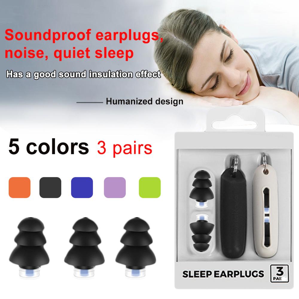 3Pairs Soft Foam Anti-noise Ear Plugs Sound Insulation Protection Earplugs for Reading Sleeping Travel Noise Reduction Earplug