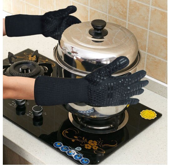Handschuhe Wärmedämmung BBQ Hochtemperatur-draht-haar Widerstand 500-800 Grad Feuerfeste Mikrowelle Anti-Schleudern: Stil 1