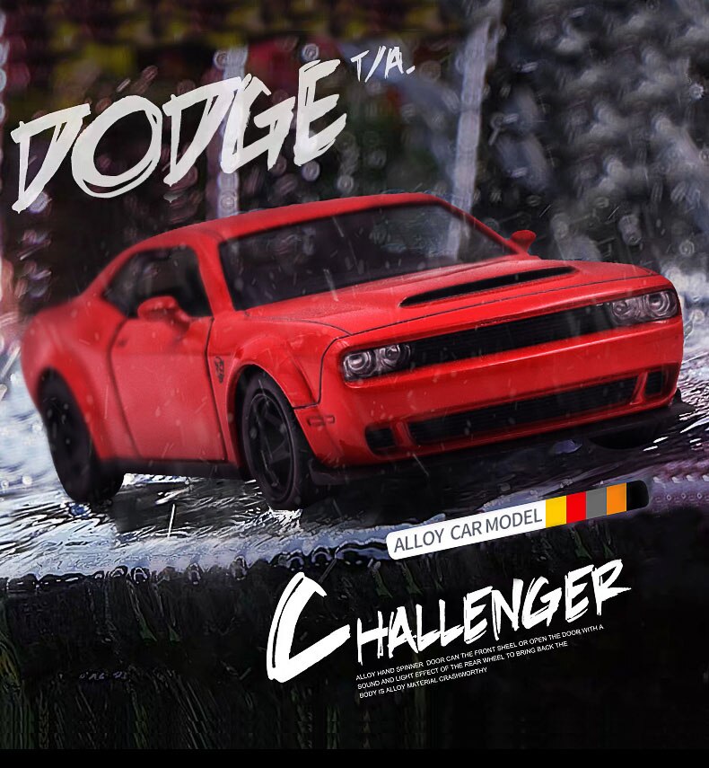 Hohe Simulation Maßstab 1:36 Dodge Challenger Legierung Ziehen Zurück Sammlung Spielzeug Auto Modell Kinder Original Box