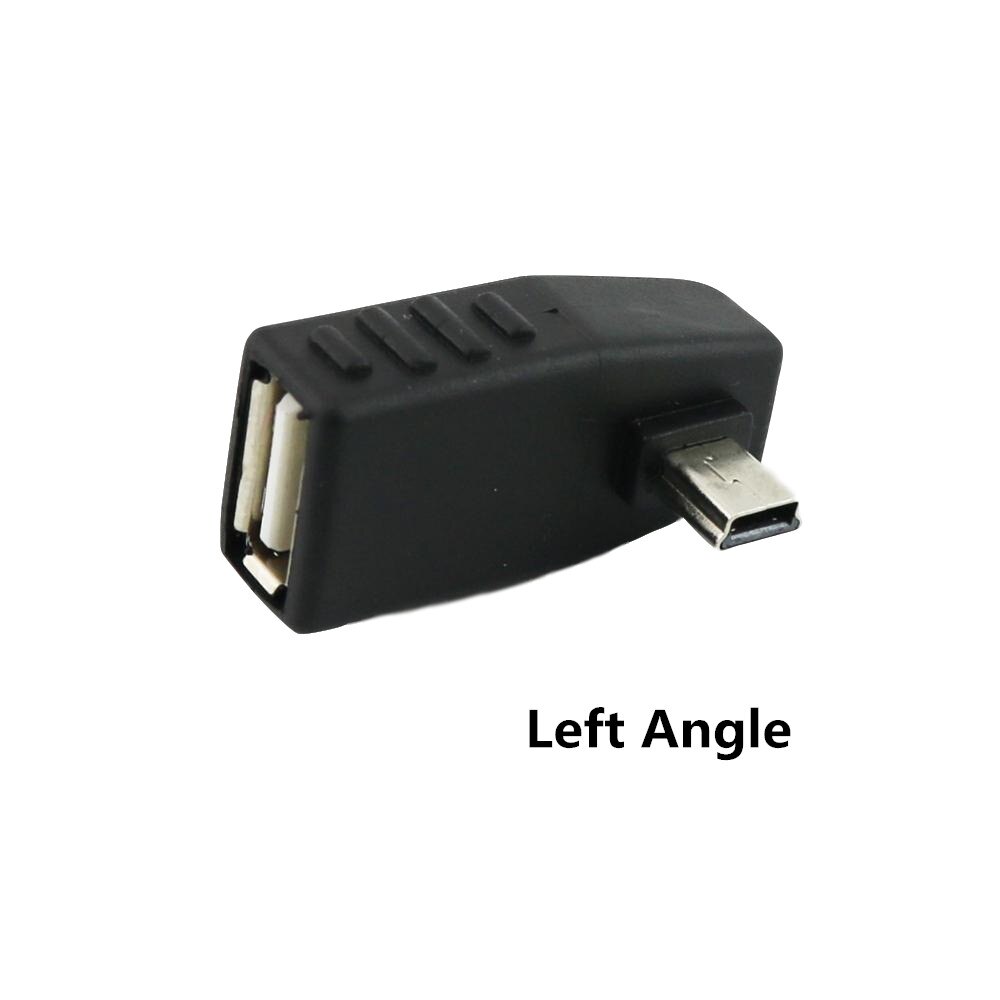 2x Mini USB 5Pin B Male naar USB 2.0 Type A Vrouwelijke OTG Host Adapter Links/Rechts/UP /Down Hoek Zwart: Left