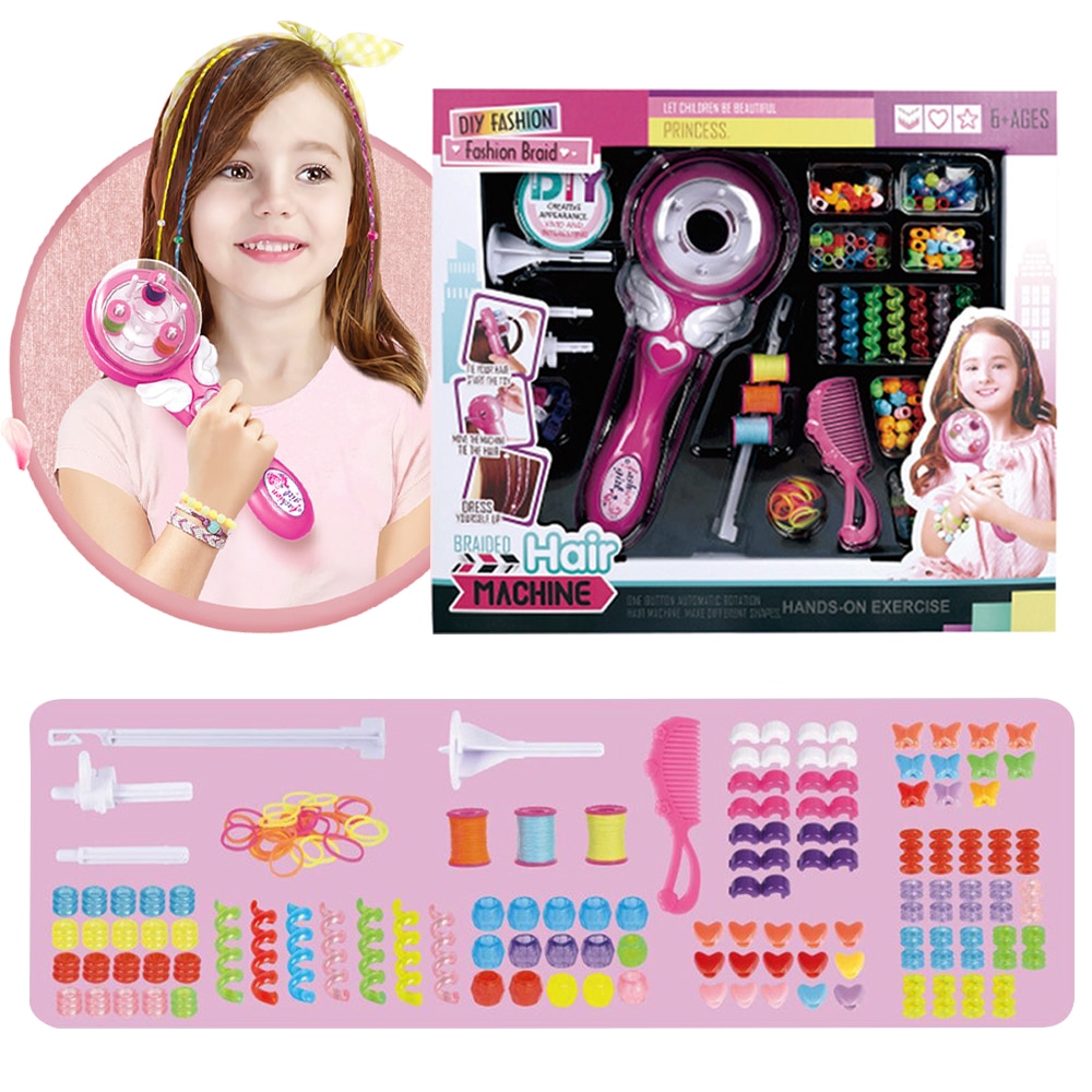 Girls Electric Automatic Hair Braid DIY Stylish Braiding Hairstyle Tool Twist Braider Machine Weave Roller Pretend Kids Toys