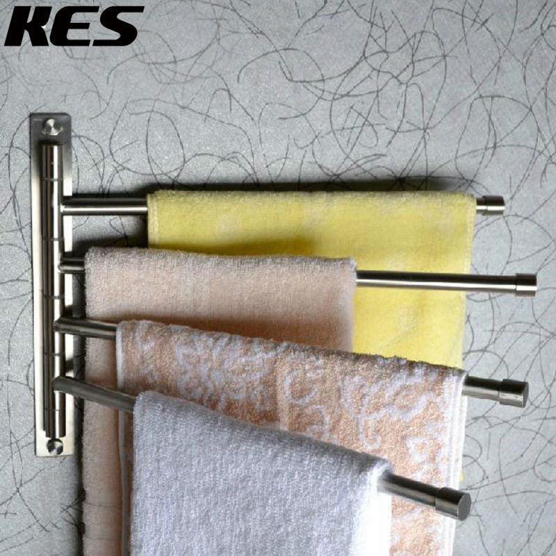 KES baño Swing toalla para brazo barras soporte de pared de 4 brazos, acero inoxidable pulido/cepillado, A2102C/A2102C-2