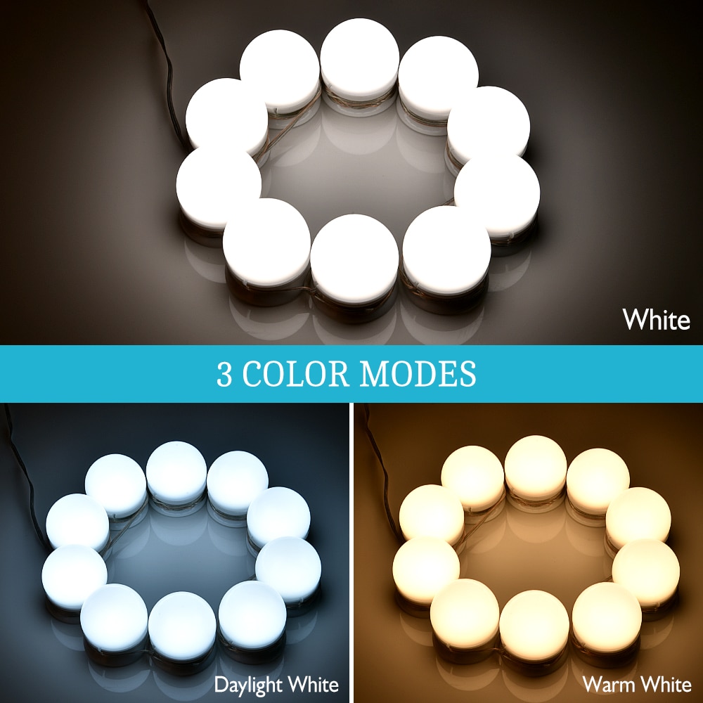 LED 12V maquillage miroir ampoule Hollywood vanité lumières Stepless Dimmable applique murale 10 ampoules Kit pour coiffeuse