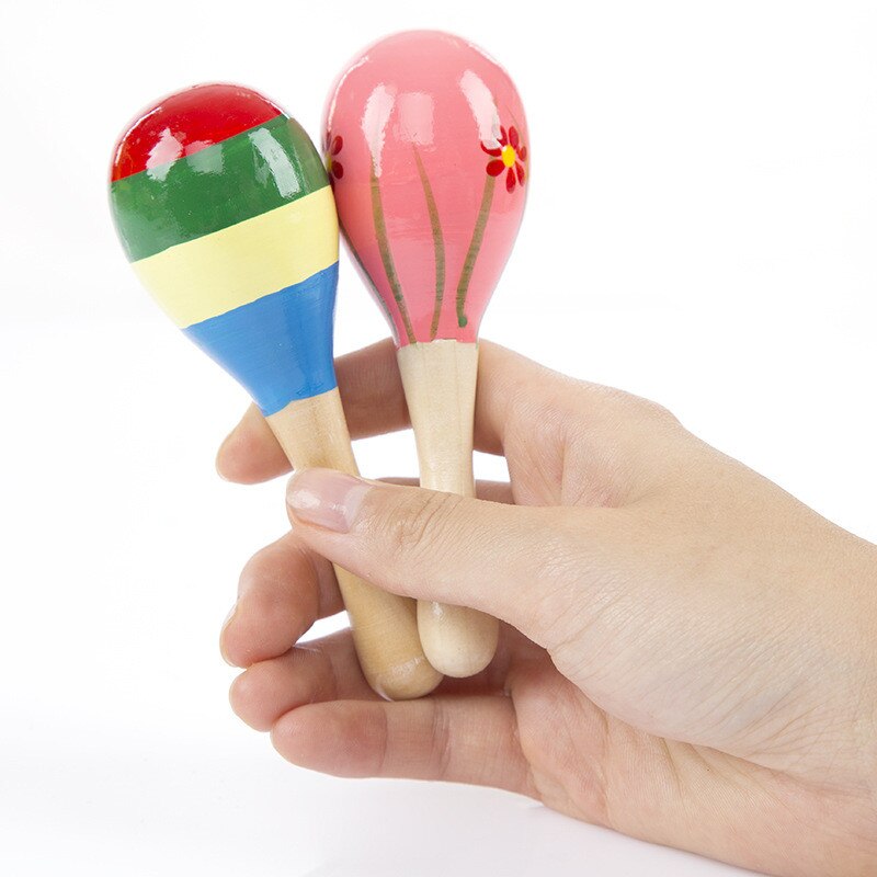 Colorful 11cm Sand Hammer Rattle Infant Mini Wooden Child Madera Party Musical Toys Baby Shaker Early Educational Toys