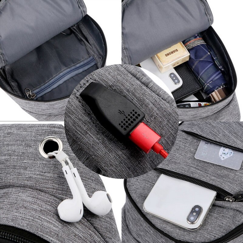 Mannen Schoudertas Sling Borst Pakken Canvas Usb Opladen Sport Crossbody Handtas Mannelijke Borst Zakken Riem Taille Packs