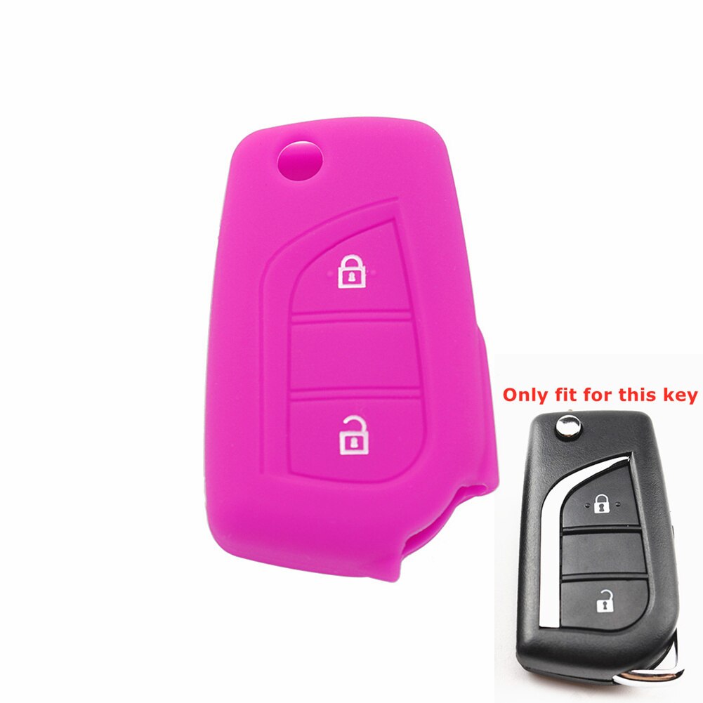 Silikone bil nøgle cover fjernbetjening nøgle skal holder til toyota yaris highlander camry rav 4 aygo til peugeot 108 til citroen  c1: Rose