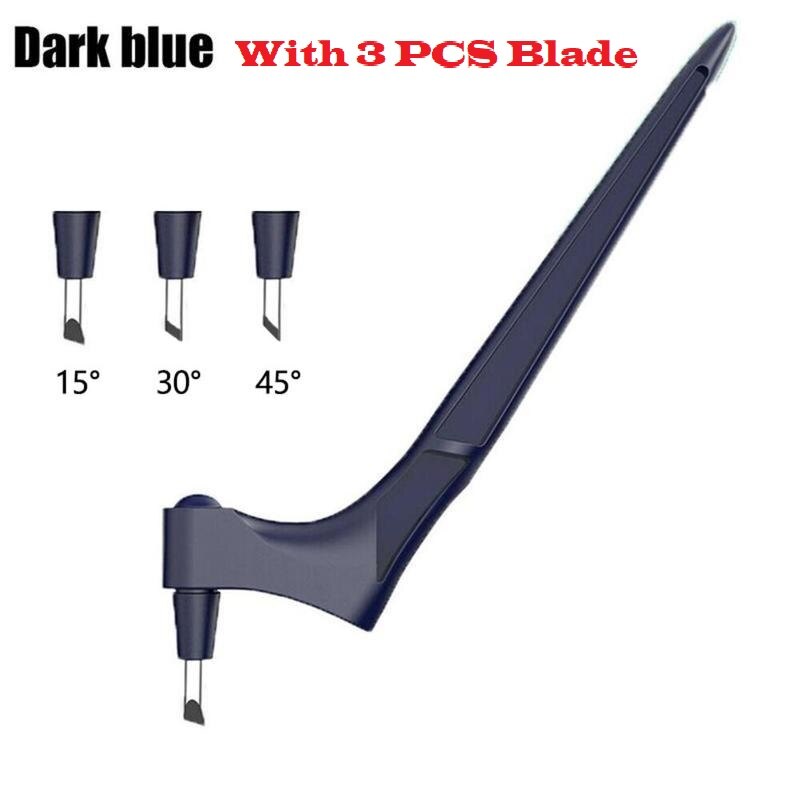 4pcs Carving Knife Blades Wood Carving Tools Fruit Craft Sculpture Engraving DIY Art Cutting Stationery Tool with Rotating Blade: DARK BLUE SET