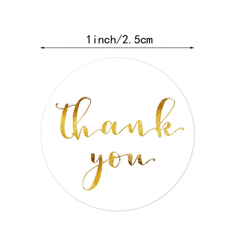 Paper Round Thank You Stickers With Heart 1inch 50pcs Gold Foil Label Stickers Packaging Seals Kraft Stationery Sticker