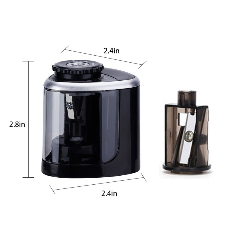 Automatic Electric Pencil Sharpener Portable Auto Student Stationery Rotary Pencil Sharpener for Classroom Home Office Supplies: Black and 1Pc blade