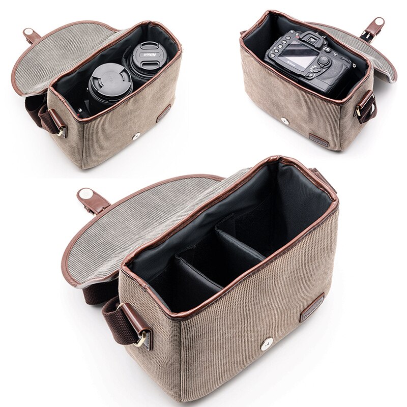 Retro Waterproof Camera Bag for Sony a7 iii Canon DSLR Photography Package Photo Bag Canvas Micro Single Messenger Shoulder Case