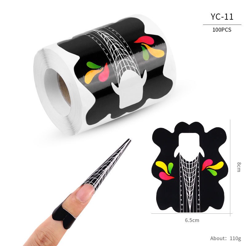 100pcs Butterfly Nail Forms Extension Tips French Acrylic Upper Forms For Nails Tips Building Extension Stencil Manicure Tools: YC-11