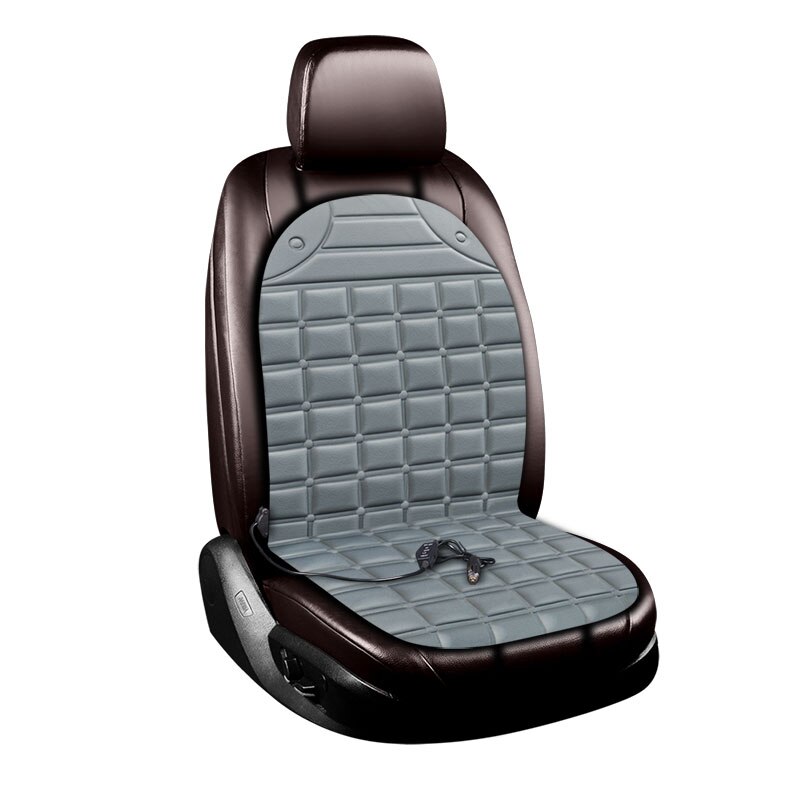 Cojín calefactable para asiento de coche, protector de invierno para asiento de coche, cubiertas calefactables universales, negro y gris: gray