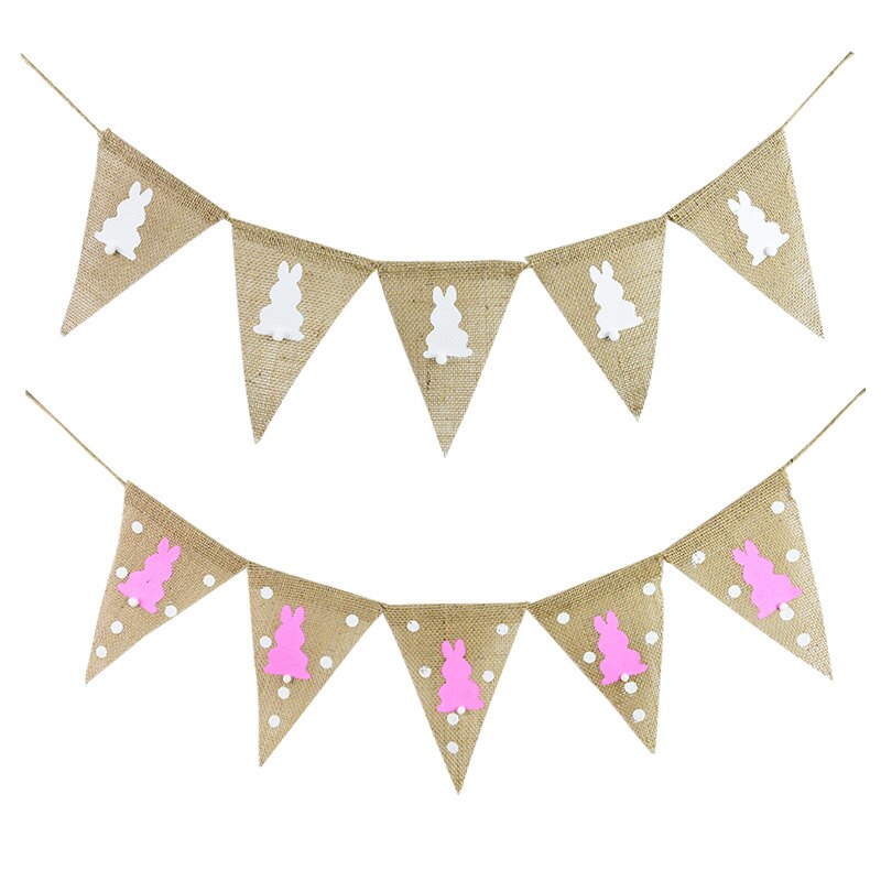 Multiple Styles Happy Easter Decor Banner Cute Easter Bunny Egg Paper Garland For Home Hanging Bunting Easter Day Party Supplies
